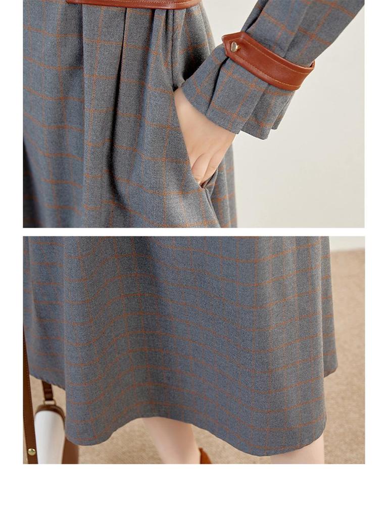 Женское клетчатое платье миди в корейском стиле, осень 2022 г. — стройнит и элегантно
