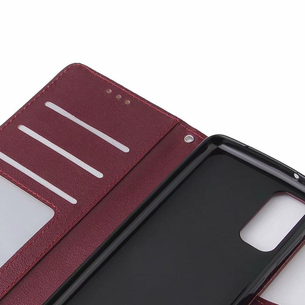 Подходит для Samsung S20 Кожаный чехол Ультра Однотонный Узор личи Три слота для карт Фото-рамка Кошелек-держатель Защитный чехол