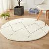 Nordic Round Carpet Living Room Furry Kids Bedroom Bedside Rug Floor Foot Mat Modern Black And White Lattice Moroccan Home Decor