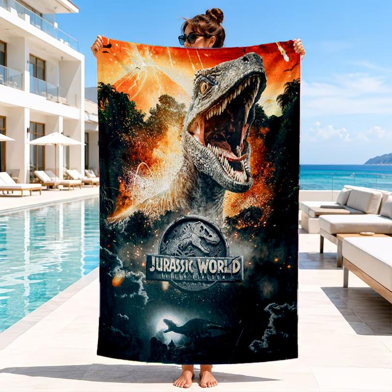Dinosaur World Beach Towel, Microfiber Beach Towel, Perfect For Pool, Beach, Travel, Home Decor Beach Party Fan gifts