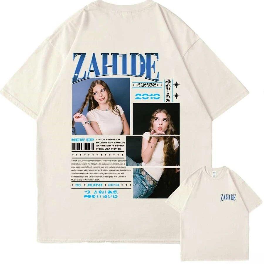 Модные топы Y2k 202526 Zahide Merch Хлопковая футболка с принтом Хип-хоп Уличная одежда Свободные топы Дышащие Повседневные свободные футболки