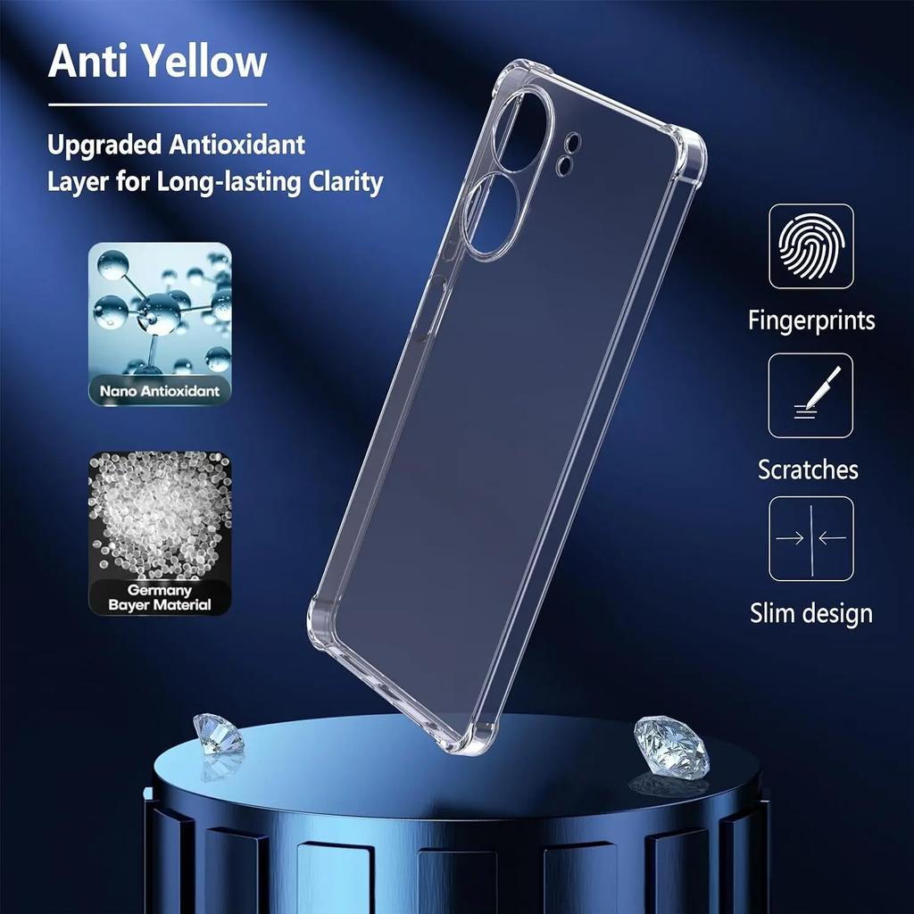 Противоударный чехол из ТПУ с подушкой безопасности для Xiaomi Redmi 13C 12C 12 5G 11A 10 10C 10A 9C 9A 9 Прозрачный защитный ультратонкий прозрачный чехол с полной защитой