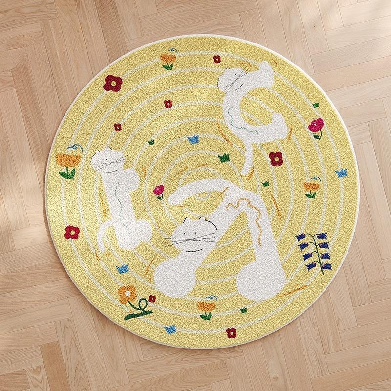Cat Pattern Living Room Decoration Plush Carpet Thick Washable Rug Cartoon Style Rugs for Bedroom Fluffy Soft Bedside Floor Mat