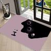 Black Cat Peek DOORMAT Cute Feline Face On Lavender Background Stylish Non-Slip Floor Mat for Entryway Soft Carpet Kawaii