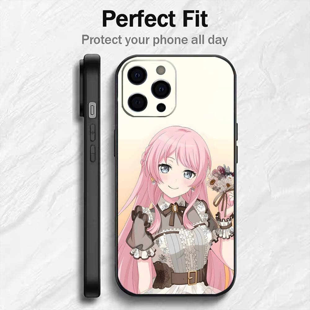 C-Chihaya MYGO Role Anon Phone Case For iPhone17,16,15,14,13,12 Plus,Max Soft Silicone Black Cover