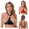 Ayollar sun'iy charm simsiz qoshilmagan bra-top halter kayishlar ichki kiyim tungi kiyim