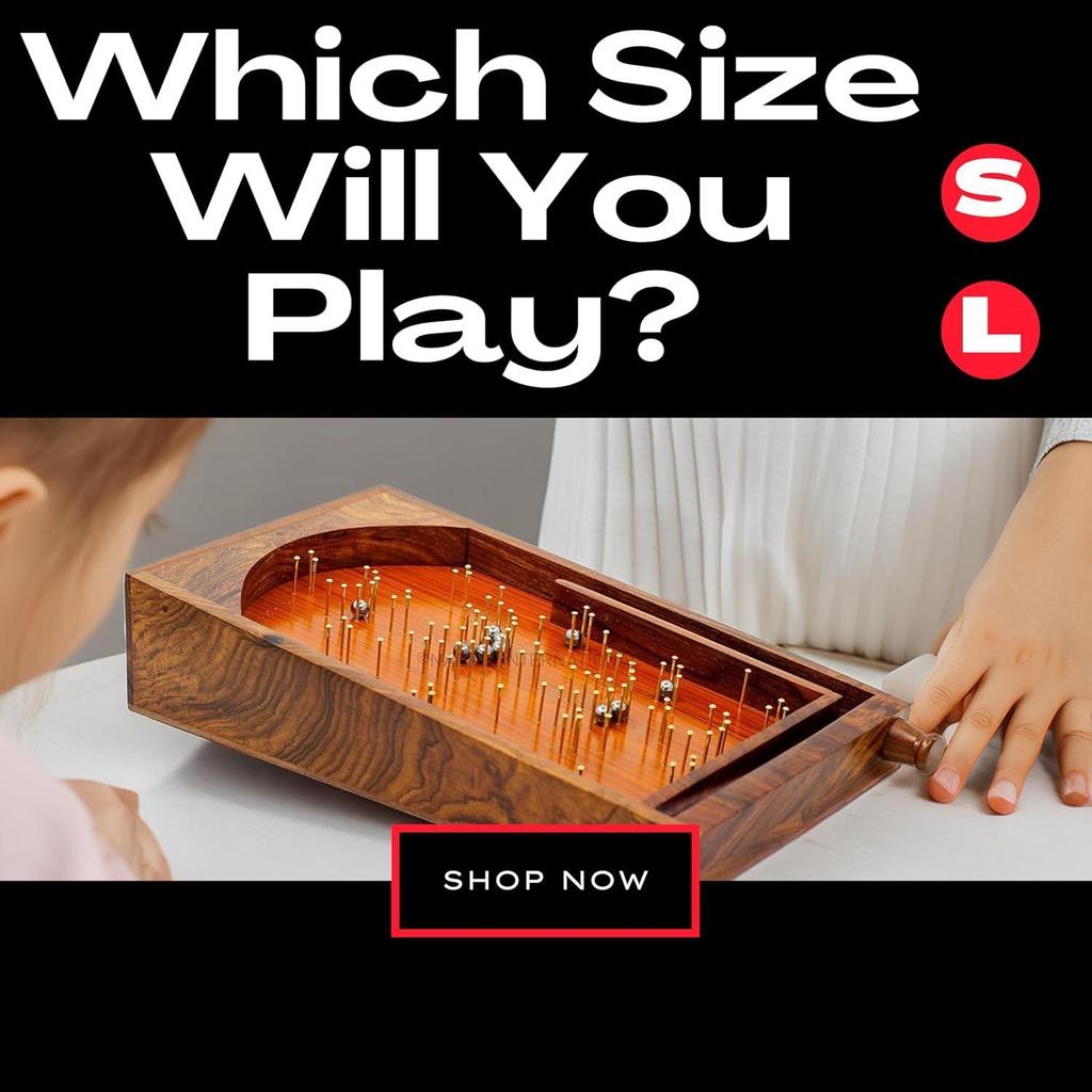 Bagatelle Traditional Wooden Crafted Tabletop Pinball Game | Exclusive Kid's Toys Decor & Gifts (Large)