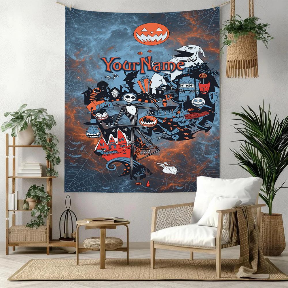Christmas Nightmare Custom Your Name Wall Decor Tapestry Art For Pet Memorial Birthdaywedding Party Backdrop Family Gift