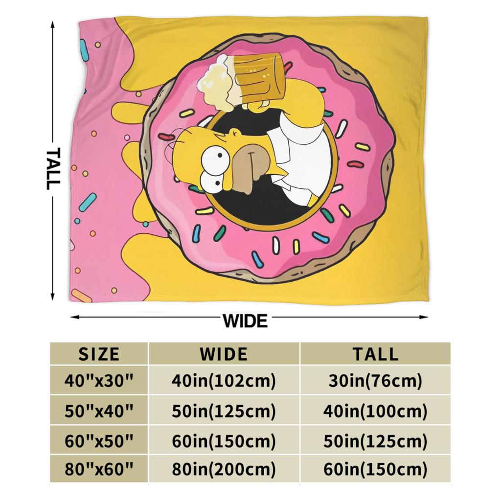 Super Warm Blanket Decorative The Simpsons Cartoon Throw Blanket Flannel Bedspread For Couch Chair Fluffy Sofa Bed Cover