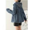Korean Style Denim Jacket Women Loose Fit Spring Autumn Fashion Hooded Casual Coat