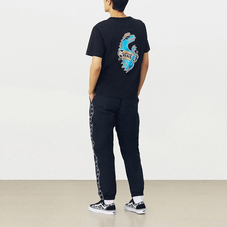 Vans Хей ВанОзавр Футболки Унисекс Черные С Круглым Вырезом Умеренный Прямой Крой VN0A54K7BLK