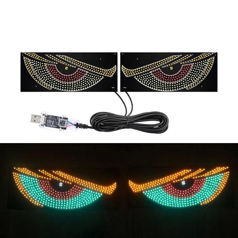 RGB Динамический Декоративный Свет Дьявольский Глаз для Грузовика Светодиодный Дисплей Панель Пикселей Стекло Лобовое USB 5V Многорежимная Лампа Неоновые Огни 4