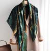 Green Gilt Aurora Satin Silk Large Square Scarf Silk Scarf Women'S Autumn And Winter Mulberry Silk Scarf Shawl Mother