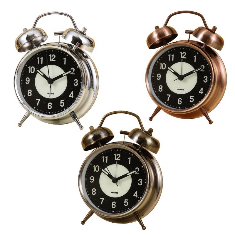 1 inch 1 inch metal bell alarm clock luminous silent small alarm clock big bell bedside desktop small clock
