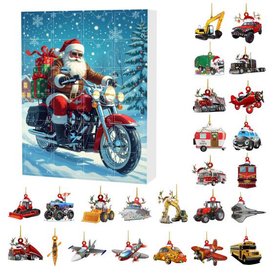 2025 Transportation Advent Calendar 24 Days Christmas Countdown with Collectible Train Plane Pendants Holiday Gifts for Toddler Boys Kids