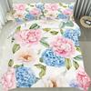 Luxury Pink Peony Pattern Duvet Cover Queen Size Colorful Floral Set Pink Background Botanical Flowers Peony Bedding Set 3 Pcs