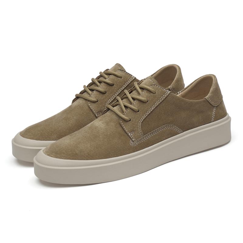 Модная обувь для мужчин с круглым носком на плоской подошве, повседневная, удобная, модная, универсальная, кроссовки для активного отдыха из коровьей замши, мужская обувь из кожи