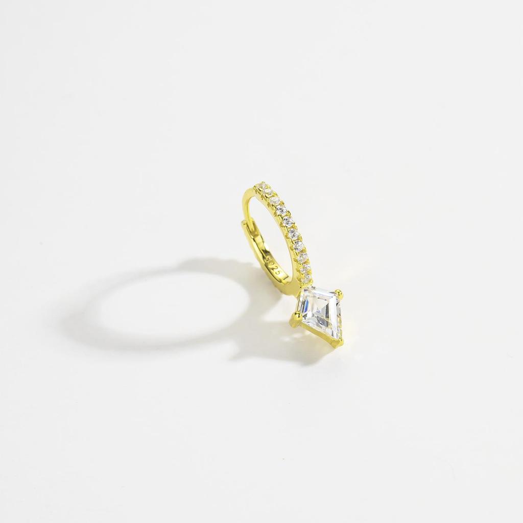 ANDYWEN 925 Sterling Silver Gold Clear Zircon CZ Short Spike Eternity Hoop Earring Loop Earring Pendant Jewelry Wedding Gift