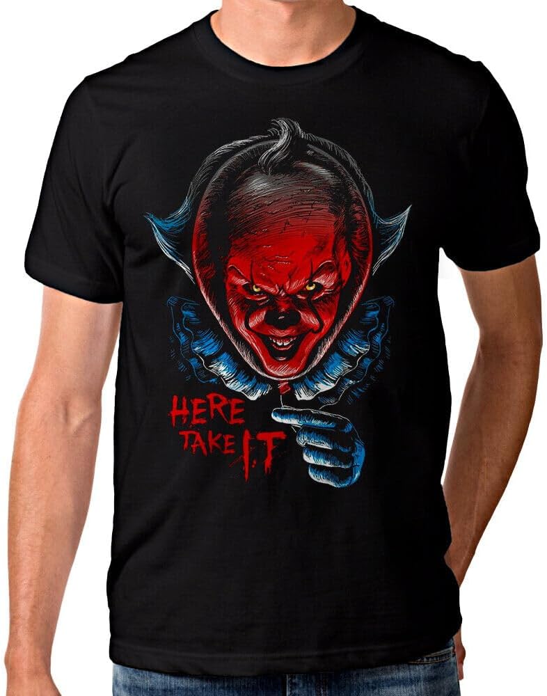 Pennywise Clown Art Men T Shirt, IT by Stephen King Tee