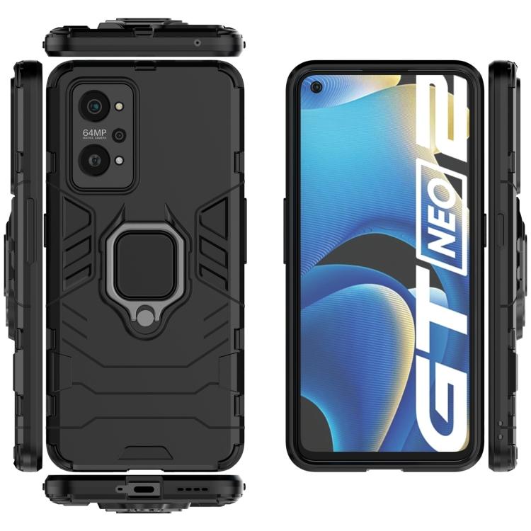 Для OPPO Realme GT Neo2 5G Ударопрочный защитный чехол из ПК + ТПУ с магнитным держателем-кольцом
