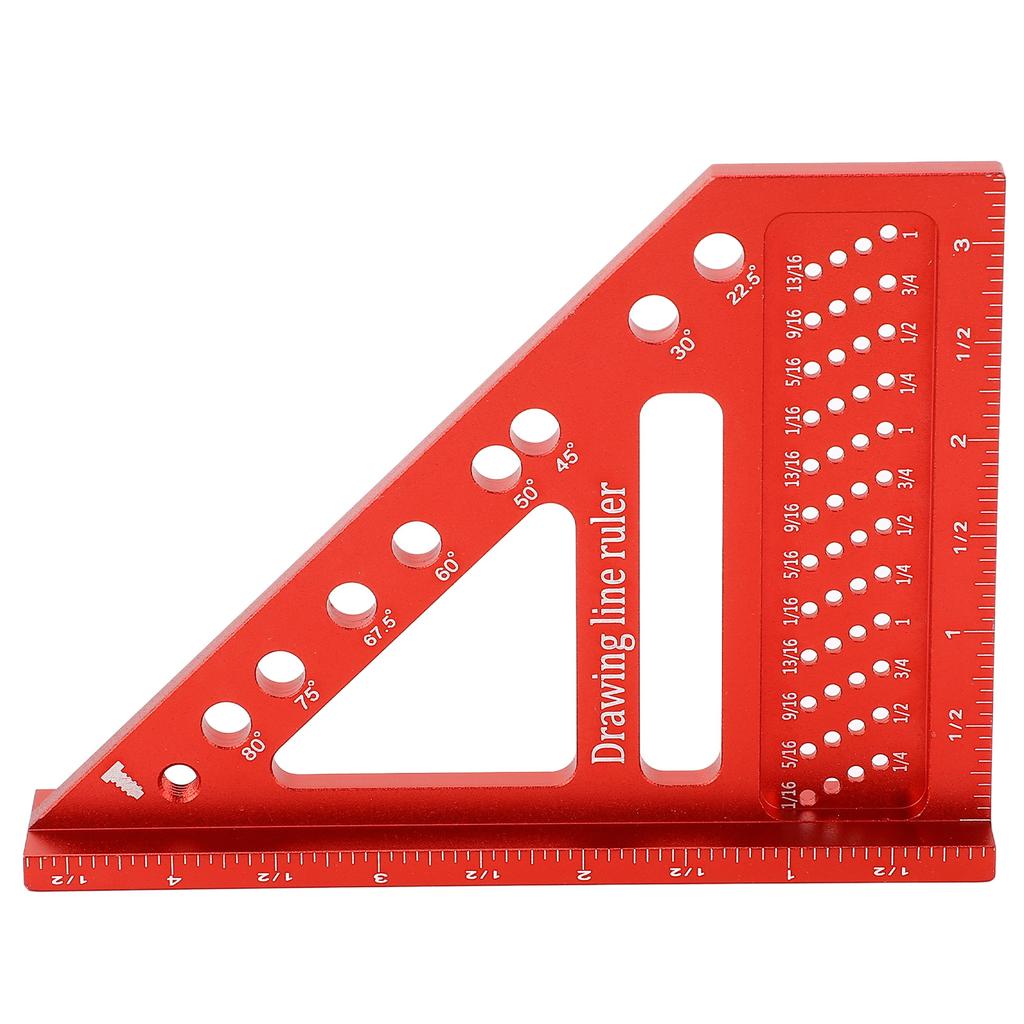 Drawing Line Ruler Aluminum Alloy 0 To 90 Degree Woodworking Square for Engineering Construction