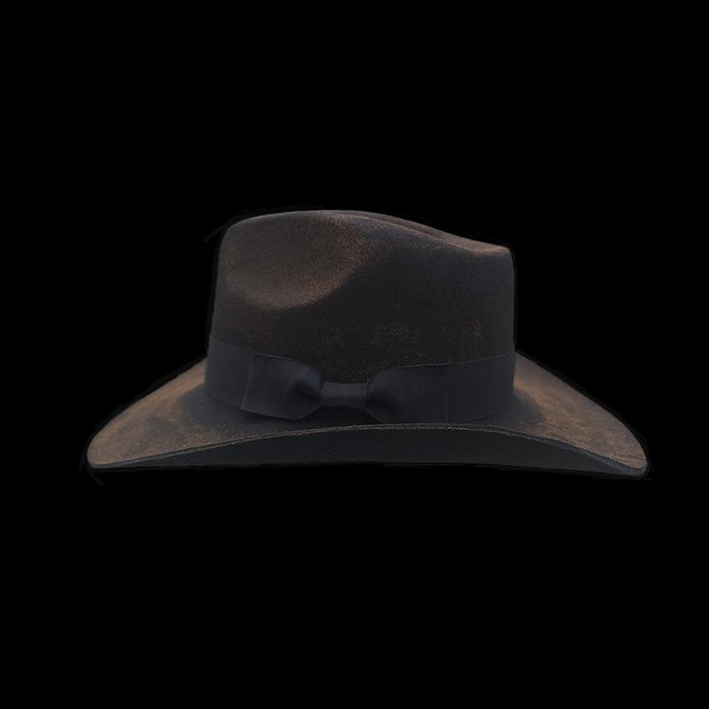 Винтажная винтажная флисовая шляпа Вестерн Ковбойская флисовая высокая шляпа Лента Войлочная шляпа