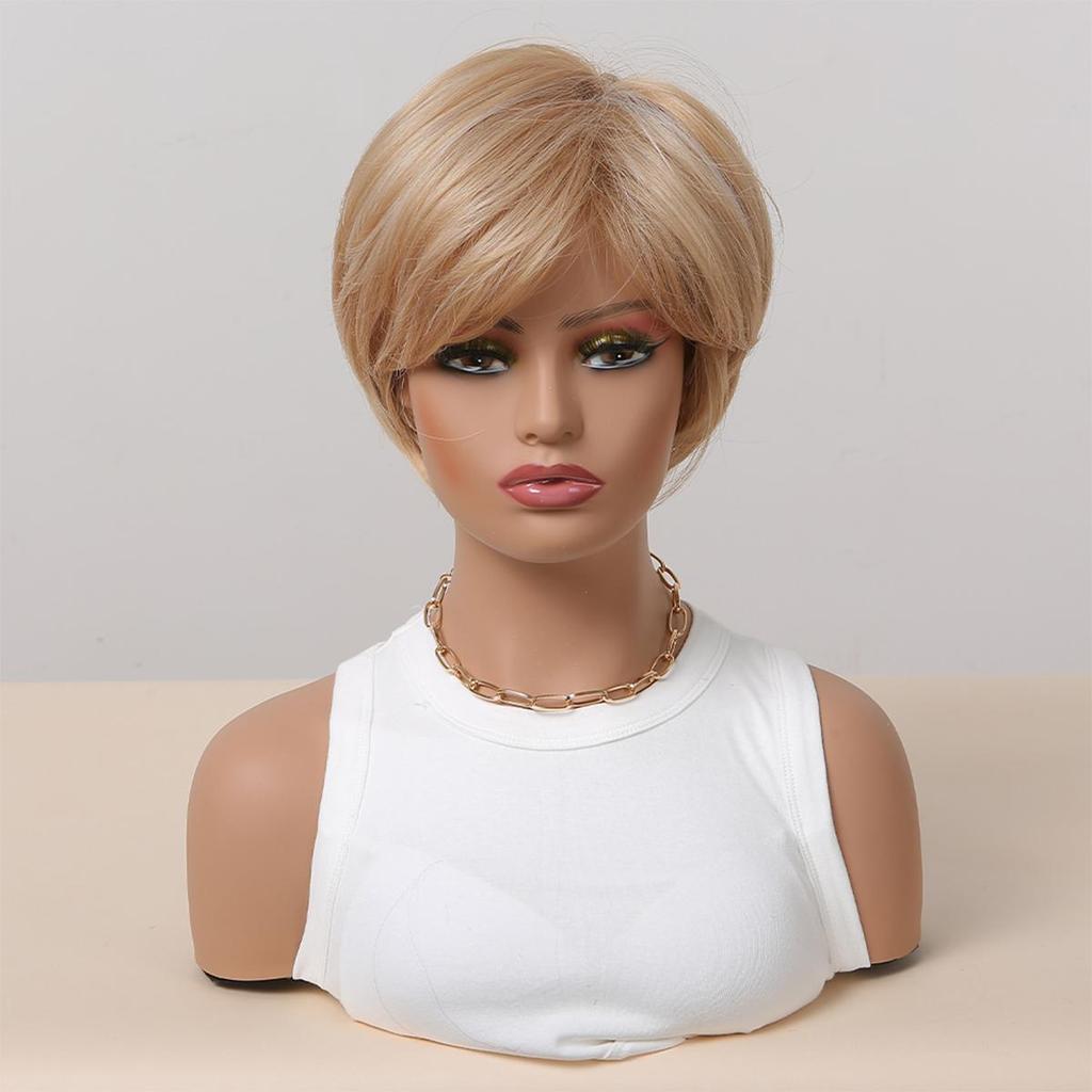 ALAN EATON Женский парик Омбре Черный Коричневый Светло-русый Белый Короткие прямые многослойные синтетические парики с боковой челкой Стрижка пикси