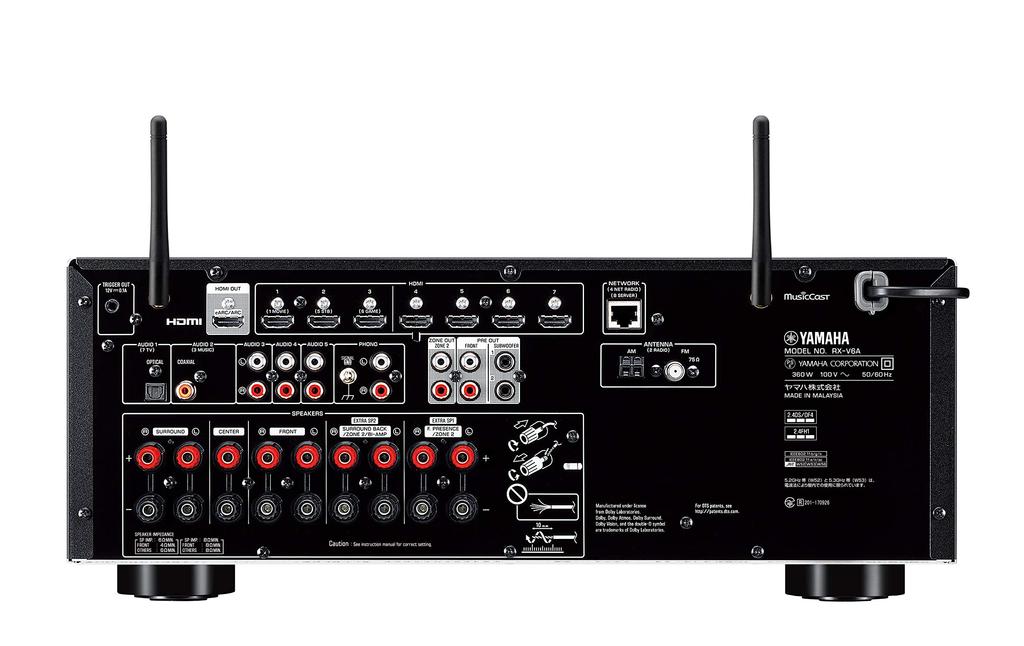 YAMAHA AV-ресивер Dolby design с черным зеркалом RX-V6A(В) 7.1-канальный Atmos/DTSX/4K120 Гц/Amazon Music/Amazon Alexa/Простая отделка,