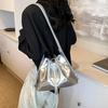Fashion Pu Bucket Bag Texture Solid Color Shoulder Bag Retro Simple Backpack Versatile Women'S Bag