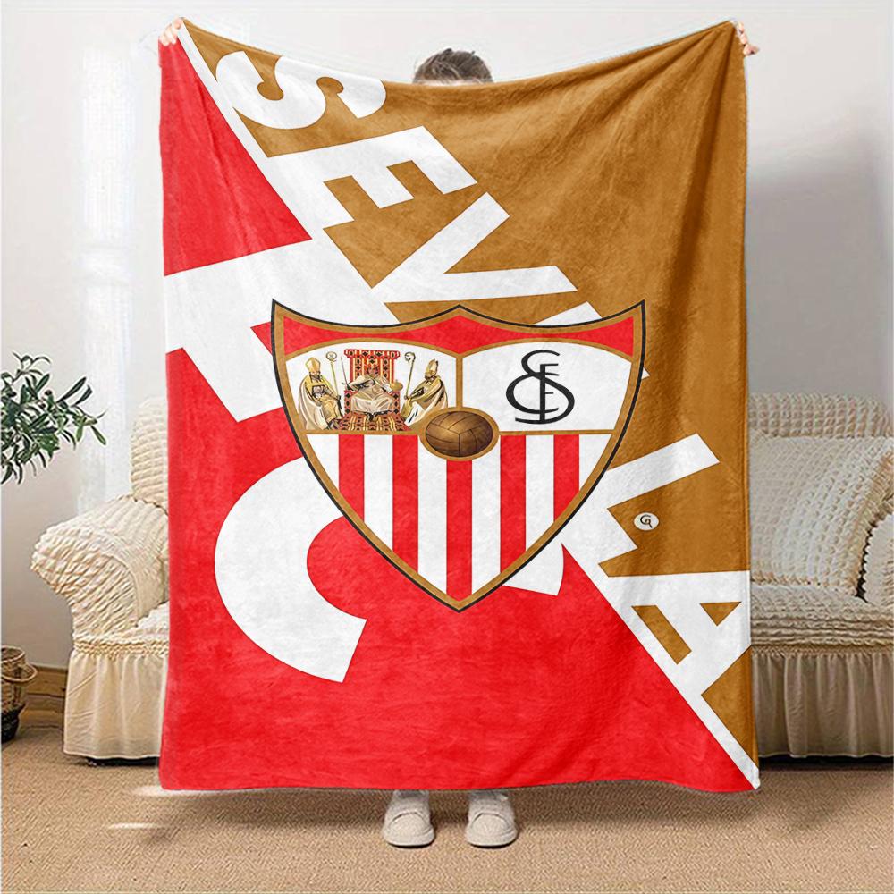 1pc Blanket - Seville logo Print Design,Lightweight Blanket for Sofa,Bed- Soft &Warm,Gift for All Seasons