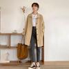 Polo Collar Trench Coat Solid Color Simple Casual Women's Thin Coat Mid Length Loose Single Breasted Design with Lining Cloth Spring Autumn