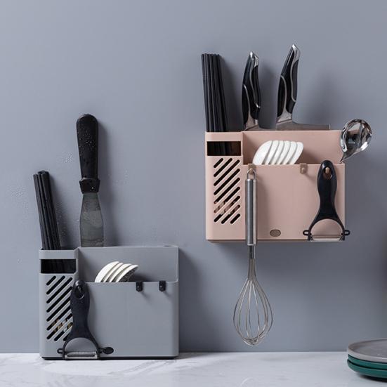 Кухонная настенная полка, крепление для палочек для еды, держатель для сушки, столовые приборы, ящик для хранения вилок