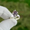 Серебро 925 пробы Февраль Натуральный Аметист Необработанный Кольцо-обещание Ювелирное изделие Размер США 6.5