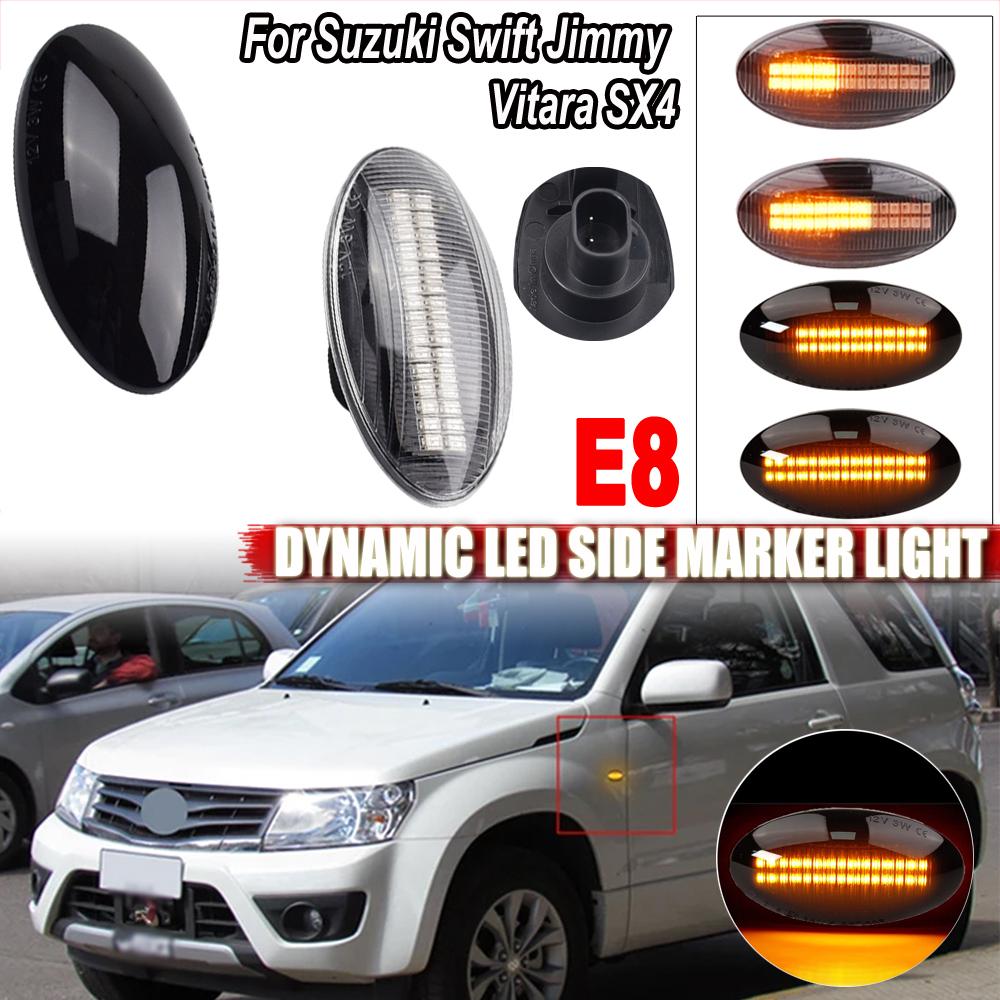 1Pair LED Turn Signal Side Marker Light For Suzuki Swift Alto SX4 Jimny Splash Grand Vitara Sequential Flashing Dynamic LampTurn Signal 2