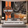 Custom Name Text Tapestry Harley-Davidson Personalized Polyester Wall Tapestry For Bedroom And Room