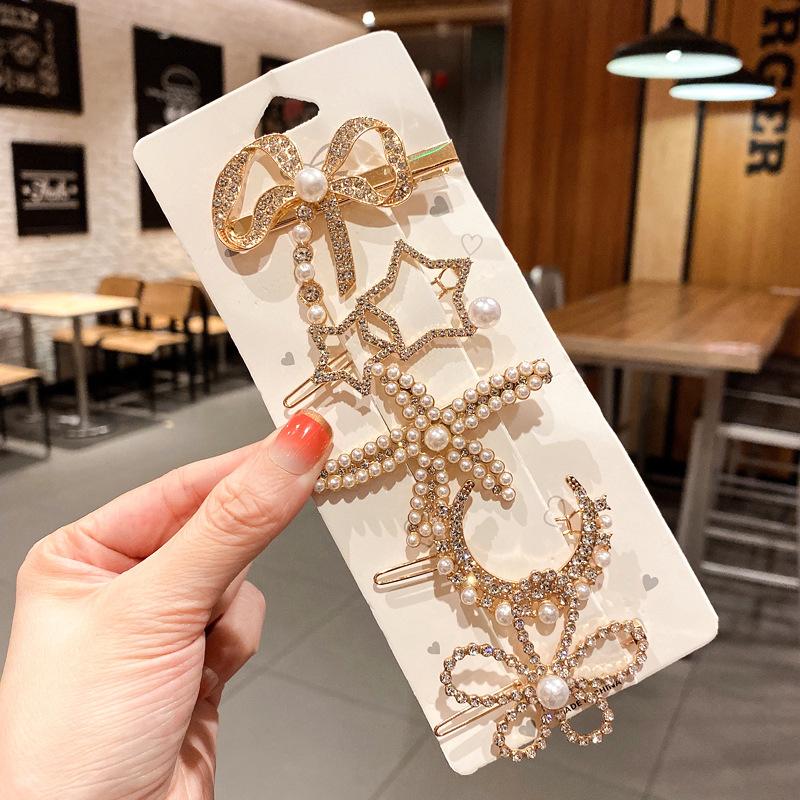 5-6 шт., элегантные винтажные заколки для волос с жемчугом, женские модные заколки с геометрическим цветком, головные уборы, милые заколки для девочек, аксессуары для волос