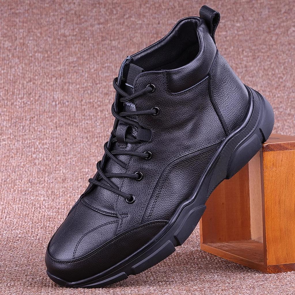 High-top leather Martin boots men's shoes autumn and winter velvet non-slip, wear-resistant and breathable sports and leisure leather shoes