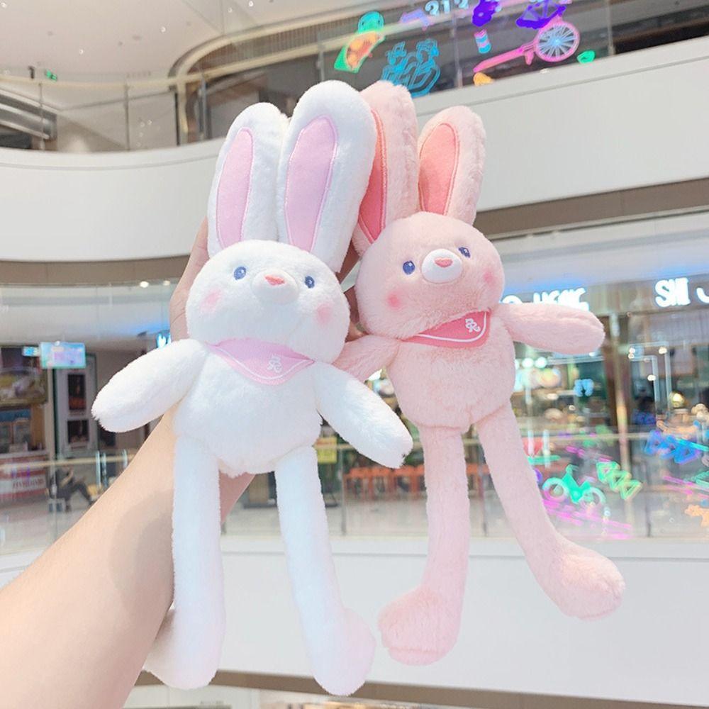 Pendant Stuffed Toys Stuffed Animal Toys Pulling Rabbit Plush Toy Key Chain Plush Rabbit Keychain