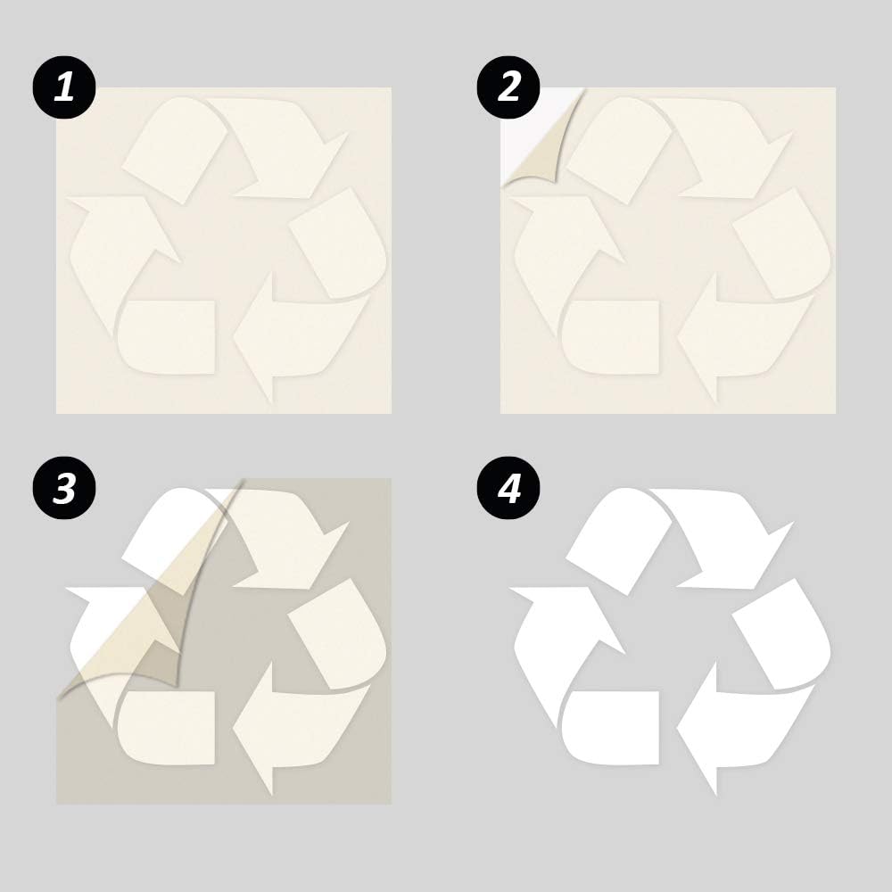 Ignixia (2 Pack) Recycle Sticker for Trash Can to Organize Garbage containers, Recycle Sign Decal Plotter Cut Vinyl Recycle Symbol (White, 3 X 3