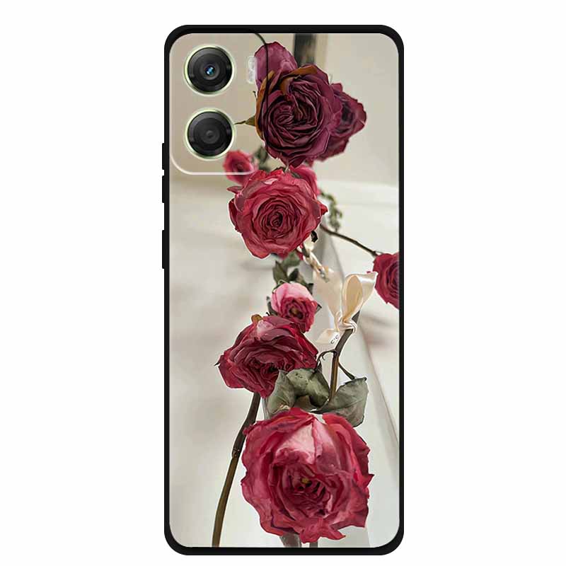 Чехол с цветами для Motorola Moto G06 G 06 4G, мягкий силиконовый чехол для телефона, черный ТПУ защитный бампер, задняя панель, модный корпус