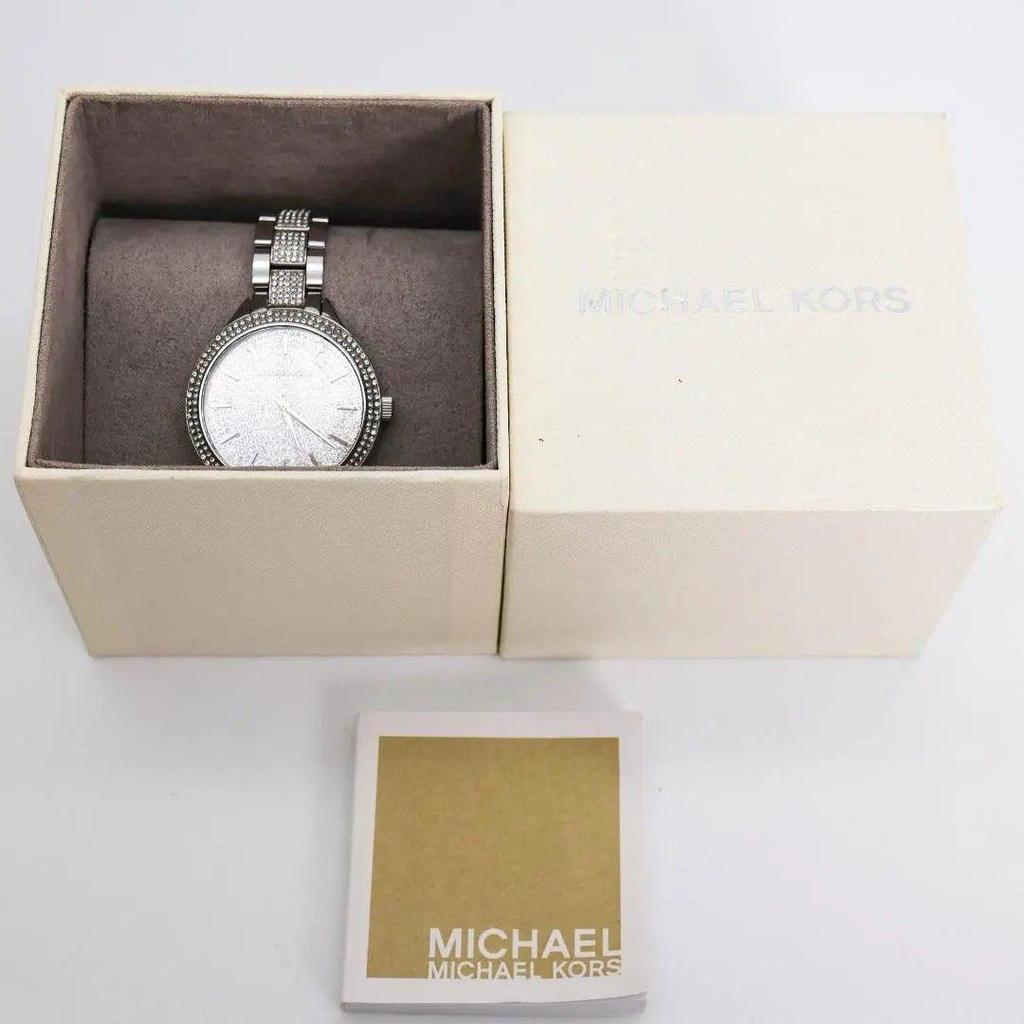Б/У Рабочие Часы MICHAEL KORS Кристалл Серебристый Внешняя Коробка 3597