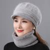 Women's Warm Knitted Winter Hat Warm Hat with Padded Fleece Lining and Ear Protection with Sun Visor Brim