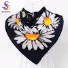 [BYSIFA] Black Winter Scarves Wraps 90*90cm New Daisy Twill Square Silk Scarves China Fashion Neck Satin Scarves Black,Pink Blue