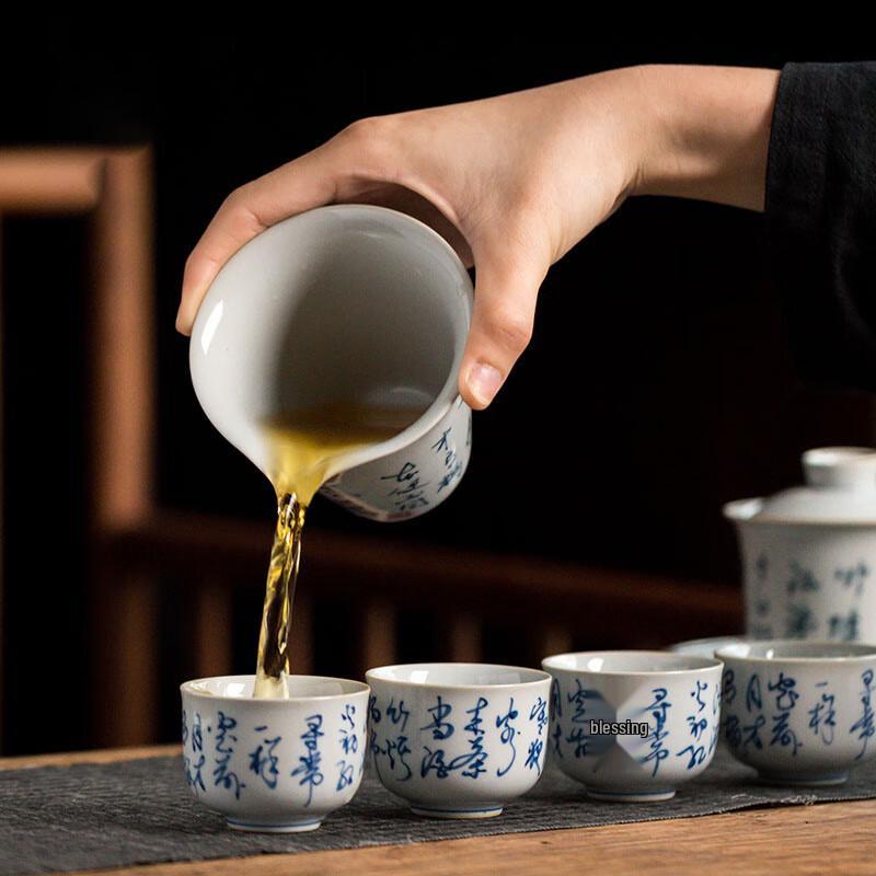 Hand-painted Blue and White Ceramic Gongfu Tea Set