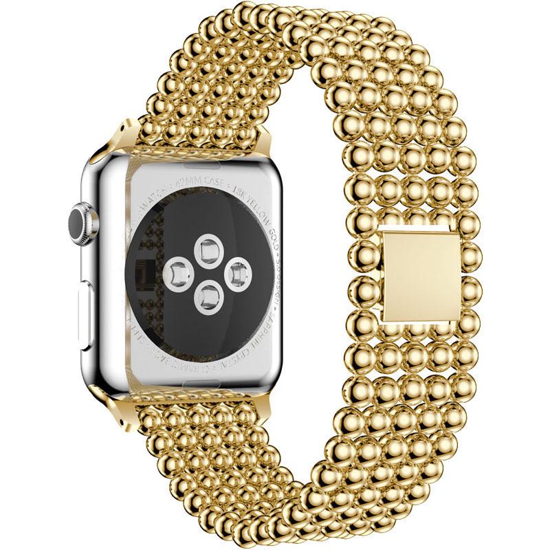 Модный жемчужный стальной ремешок с пятью бусинами для Apple iWatch, Samsung и Huawei