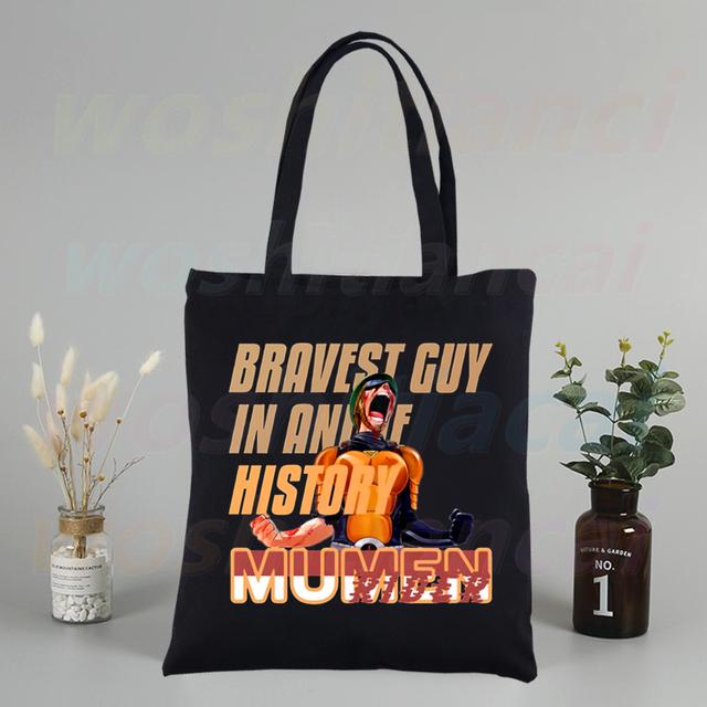 Холщовые сумки на плечо в стиле аниме One Punch Man, большая вместительная сумка Genos Saitama Sensei, сумка для колледжа, черная сумка для покупок