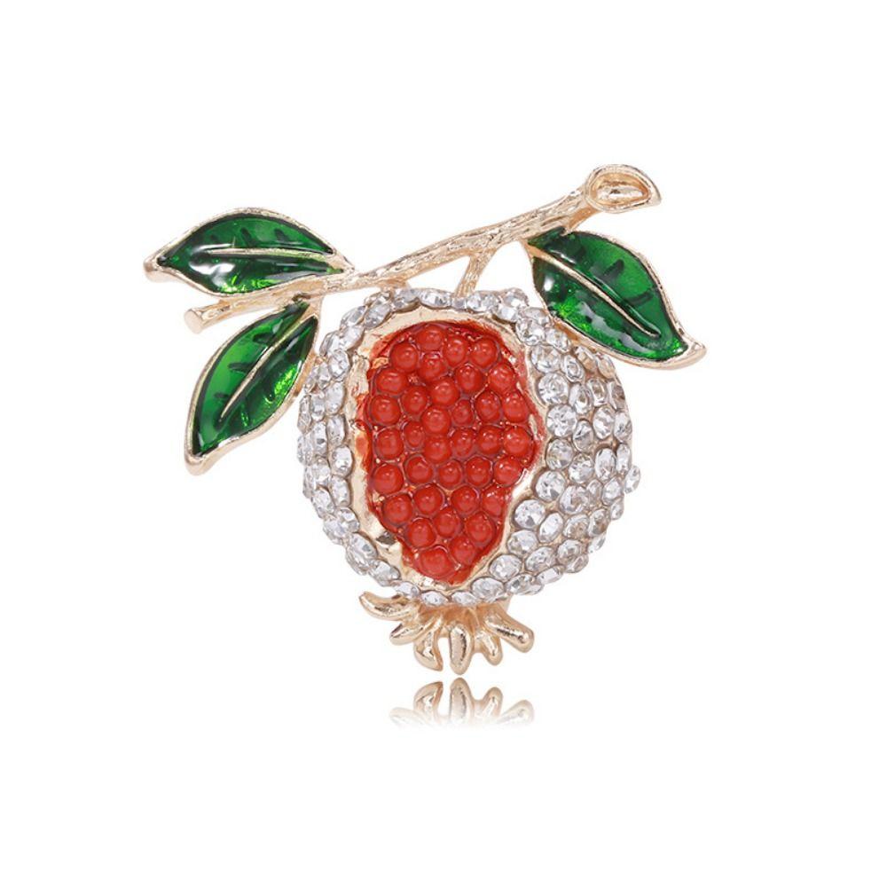 Fashion Rhinestone Fruits Brooch Exquisite Lapel Pins Pomegranate Brooches  Jewelry Accessories
