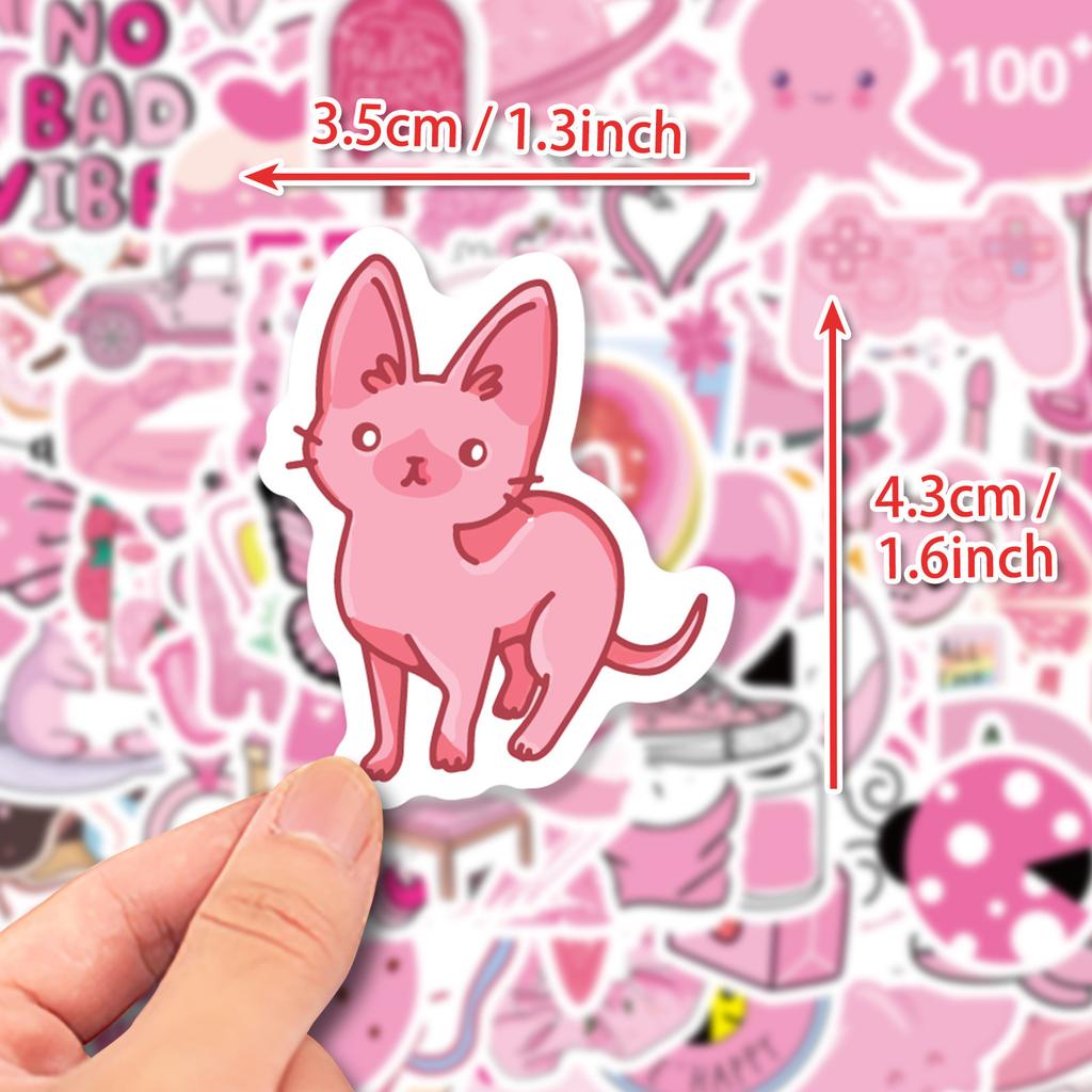 100 Small Size 4Cm Pink Mix And Match Stickers Vsco Color Mix And Match Pink Girl Graffiti Stickers