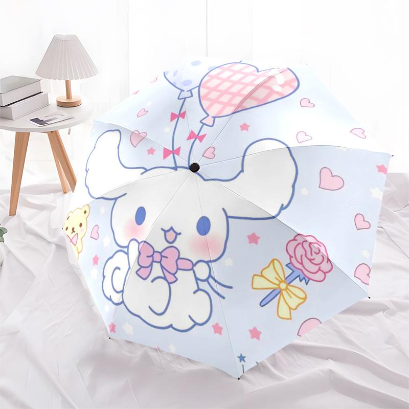 1pc Rose Balloon Cinnamoroll Theme Durable Cartoon Folding Umbrella, Portable 3-Fold Compact Umbrella for Men and Women, Suitable for Travel or Daily