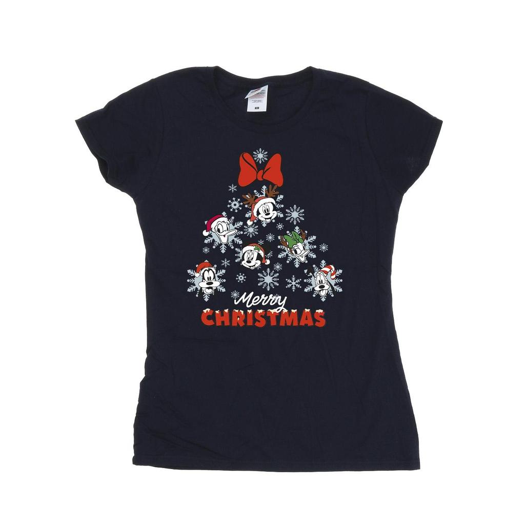 Disney Womens/Ladies Mickey Mouse And Friends Christmas Tree Cotton T-Shirt